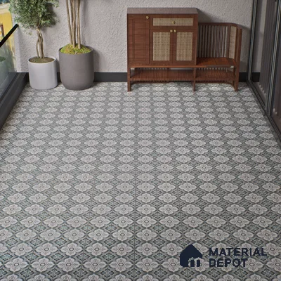 Parking Moroccan Floor Tile TL 08204 DC-33 16 inch x 16 inch | Vitrified Anti Skid Matte Finish Heavy Duty Tile - 12 mm | Suitable For High Traffic Areas, Bathroom, Balcony | Pattern Alignment May Vary | 2-3 mm Spacer is Mandatory