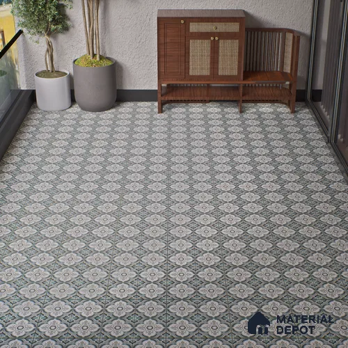 Parking Moroccan Floor Tile TL 08204 DC-33 16 inch x 16 inch | Vitrified Anti Skid Matte Finish Heavy Duty Tile - 12 mm | Suitable For High Traffic Areas, Bathroom, Balcony | Pattern Alignment May Vary | 2-3 mm Spacer is Mandatory