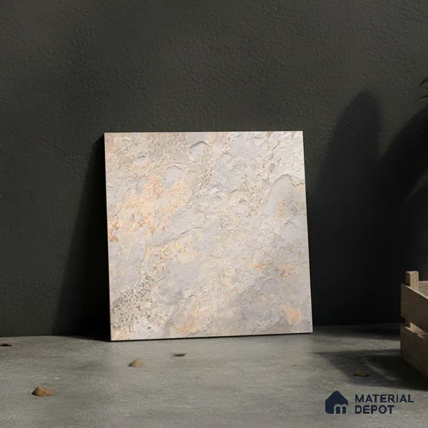 Stone Floor Tile TL 08551 Steel Mirage 16 x 16 inch Vitrified Matte Finish - 12 mm | Suitable For Parking, Balcony, Courtyard, Patio, Terrace | Pattern Alignment May Vary | 2-3 mm Spacer is Mandatory