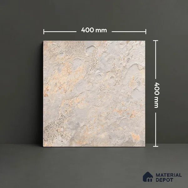 Stone Floor Tile TL 08551 Steel Mirage 16 x 16 inch Vitrified Matte Finish - 12 mm | Suitable For Parking, Balcony, Courtyard, Patio, Terrace | Pattern Alignment May Vary | 2-3 mm Spacer is Mandatory