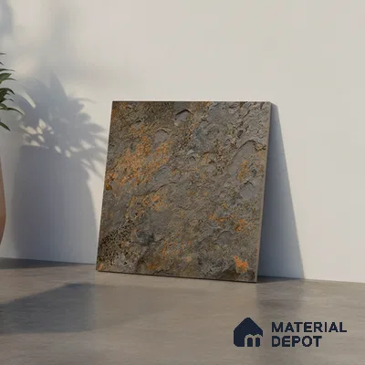 Budget Friendly Stone Look Value for Money Parking Charcoal Veil Floor Tile 16 x 16 inch | TL 08550 | Vitrified Matte Finish Tile - 12 mm | Suitable For Parking, Outdoor, Balcony & Terrace | Pattern Alignment May Vary | 2-3 mm Spacer is Mandatory