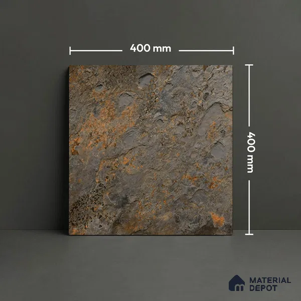 Budget Friendly Stone Look Value for Money Parking Charcoal Veil Floor Tile 16 x 16 inch | TL 08550 | Vitrified Matte Finish Tile - 12 mm | Suitable For Parking, Outdoor, Balcony & Terrace | Pattern Alignment May Vary | 2-3 mm Spacer is Mandatory