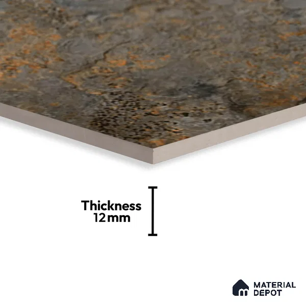 Budget Friendly Stone Look Value for Money Parking Charcoal Veil Floor Tile 16 x 16 inch | TL 08550 | Vitrified Matte Finish Tile - 12 mm | Suitable For Parking, Outdoor, Balcony & Terrace | Pattern Alignment May Vary | 2-3 mm Spacer is Mandatory