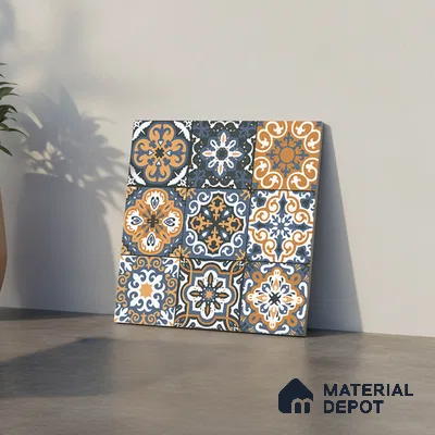 Budget Friendly Moroccan Look Value for Money Parking Sepia Terrain Floor Tile 16 x 16 inch | TL 08552 | Vitrified Matte Finish Tile - 12 mm | Suitable For Parking, Outdoor, Balcony & Terrace | Pattern Alignment May Vary | 2-3 mm Spacer is Mandatory