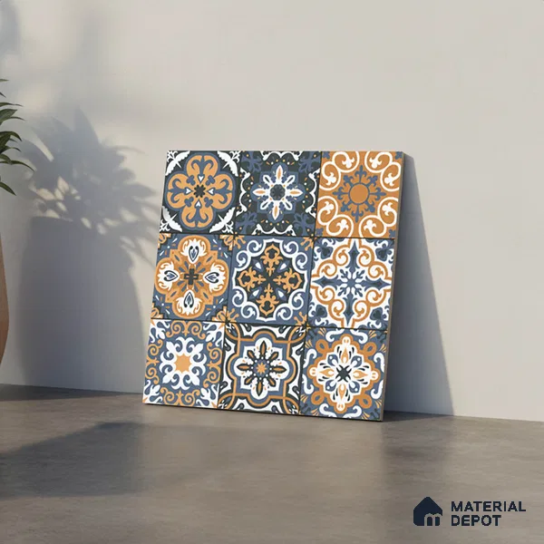 Budget Friendly Moroccan Look Value for Money Parking Sepia Terrain Floor Tile 16 x 16 inch | TL 08552 | Vitrified Matte Finish Tile - 12 mm | Suitable For Parking, Outdoor, Balcony & Terrace | Pattern Alignment May Vary | 2-3 mm Spacer is Mandatory