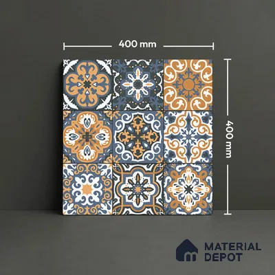 Budget Friendly Moroccan Look Value for Money Parking Sepia Terrain Floor Tile 16 x 16 inch | TL 08552 | Vitrified Matte Finish Tile - 12 mm | Suitable For Parking, Outdoor, Balcony & Terrace | Pattern Alignment May Vary | 2-3 mm Spacer is Mandatory