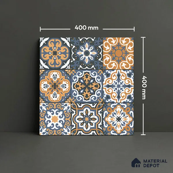 Budget Friendly Moroccan Look Value for Money Parking Sepia Terrain Floor Tile 16 x 16 inch | TL 08552 | Vitrified Matte Finish Tile - 12 mm | Suitable For Parking, Outdoor, Balcony & Terrace | Pattern Alignment May Vary | 2-3 mm Spacer is Mandatory