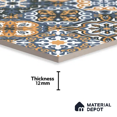Budget Friendly Moroccan Look Value for Money Parking Sepia Terrain Floor Tile 16 x 16 inch | TL 08552 | Vitrified Matte Finish Tile - 12 mm | Suitable For Parking, Outdoor, Balcony & Terrace | Pattern Alignment May Vary | 2-3 mm Spacer is Mandatory