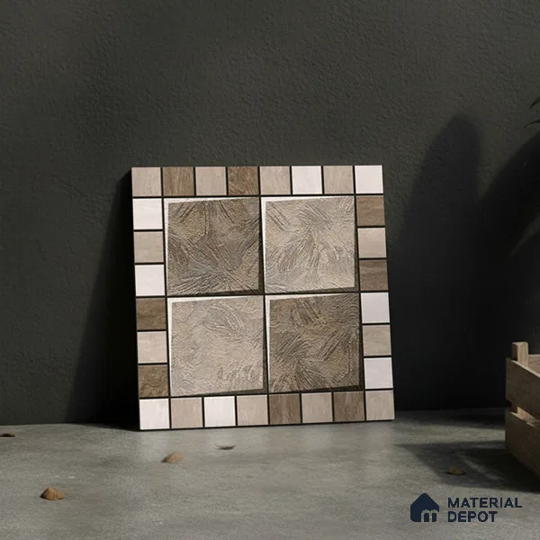 Budget Friendly Patterned Look Value for Money Parking Sienna Frost Floor Tile 16 x 16 inch | TL 08545 | Vitrified Matte Finish Tile - 12 mm | Suitable For Parking, Outdoor, Balcony & Terrace | Pattern Alignment May Vary | 2-3 mm Spacer is Mandatory