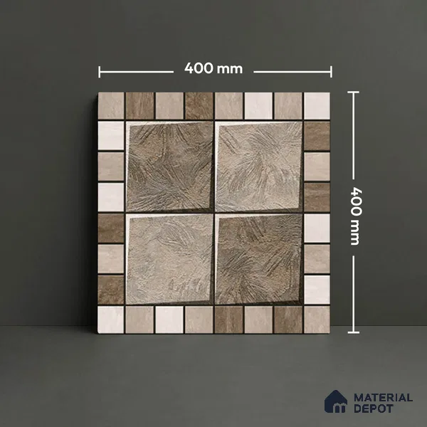 Budget Friendly Patterned Look Value for Money Parking Sienna Frost Floor Tile 16 x 16 inch | TL 08545 | Vitrified Matte Finish Tile - 12 mm | Suitable For Parking, Outdoor, Balcony & Terrace | Pattern Alignment May Vary | 2-3 mm Spacer is Mandatory