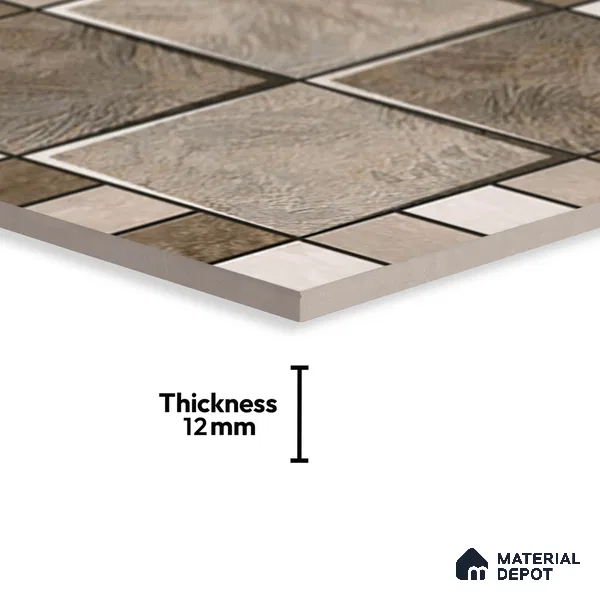 Budget Friendly Patterned Look Value for Money Parking Sienna Frost Floor Tile 16 x 16 inch | TL 08545 | Vitrified Matte Finish Tile - 12 mm | Suitable For Parking, Outdoor, Balcony & Terrace | Pattern Alignment May Vary | 2-3 mm Spacer is Mandatory