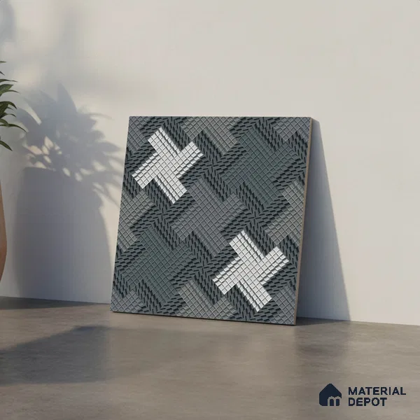 Budget Friendly Patterned Look Value for Money Parking Arctic Drift Floor Tile 16 x 16 inch | TL 08549 | Vitrified Matte Finish Tile - 12 mm | Suitable For Parking, Outdoor, Balcony & Terrace | Pattern Alignment May Vary | 2-3 mm Spacer is Mandatory