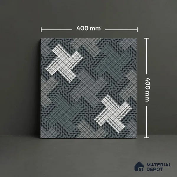 Budget Friendly Patterned Look Value for Money Parking Arctic Drift Floor Tile 16 x 16 inch | TL 08549 | Vitrified Matte Finish Tile - 12 mm | Suitable For Parking, Outdoor, Balcony & Terrace | Pattern Alignment May Vary | 2-3 mm Spacer is Mandatory