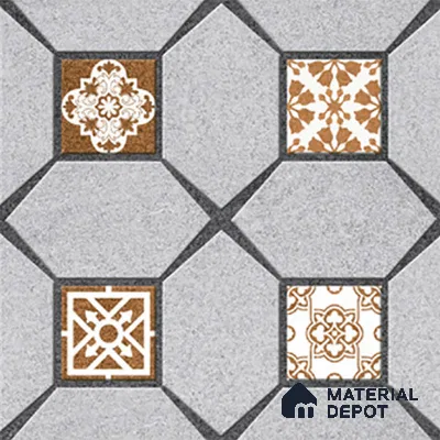 Budget Friendly Moroccan Look Value for Money Parking Cinder Ash Floor Tile 16 x 16 inch | TL 08554 | Vitrified Matte Finish Tile - 12 mm | Suitable For Parking, Outdoor, Balcony & Terrace | Pattern Alignment May Vary | 2-3 mm Spacer is Mandatory