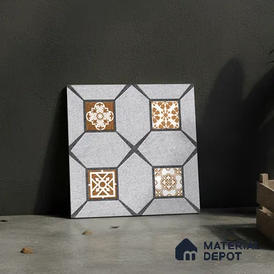 Budget Friendly Moroccan Look Value for Money Parking Cinder Ash Floor Tile 16 x 16 inch | TL 08554 | Vitrified Matte Finish Tile - 12 mm | Suitable For Parking, Outdoor, Balcony & Terrace | Pattern Alignment May Vary | 2-3 mm Spacer is Mandatory