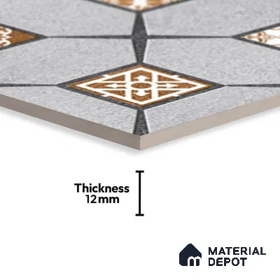 Budget Friendly Moroccan Look Value for Money Parking Cinder Ash Floor Tile 16 x 16 inch | TL 08554 | Vitrified Matte Finish Tile - 12 mm | Suitable For Parking, Outdoor, Balcony & Terrace | Pattern Alignment May Vary | 2-3 mm Spacer is Mandatory