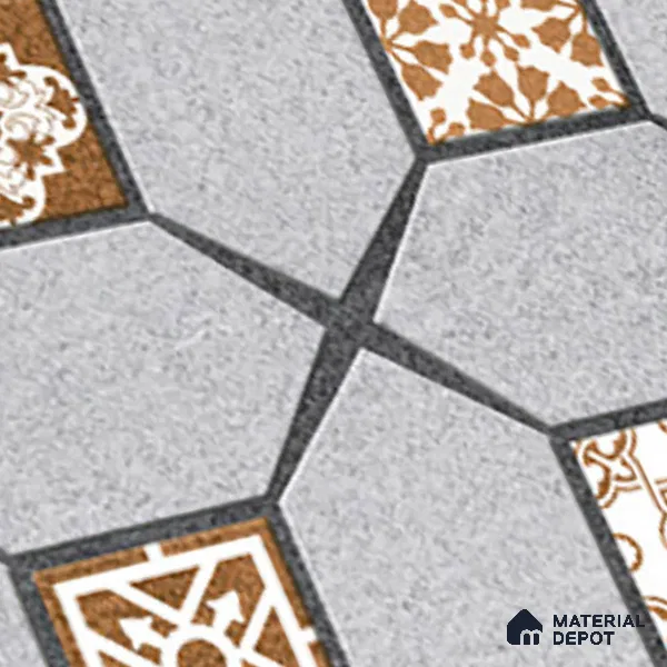 Budget Friendly Moroccan Look Value for Money Parking Cinder Ash Floor Tile 16 x 16 inch | TL 08554 | Vitrified Matte Finish Tile - 12 mm | Suitable For Parking, Outdoor, Balcony & Terrace | Pattern Alignment May Vary | 2-3 mm Spacer is Mandatory