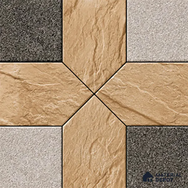 Budget Friendly Patterned Look Value for Money Parking Mistral Slate Floor Tile 16 x 16 inch | TL 08546 | Vitrified Matte Finish Tile - 12 mm | Suitable For Parking, Outdoor, Balcony & Terrace | Pattern Alignment May Vary | 2-3 mm Spacer is Mandatory