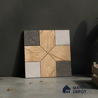 Budget Friendly Patterned Look Value for Money Parking Mistral Slate Floor Tile 16 x 16 inch | TL 08546 | Vitrified Matte Finish Tile - 12 mm | Suitable For Parking, Outdoor, Balcony & Terrace | Pattern Alignment May Vary | 2-3 mm Spacer is Mandatory