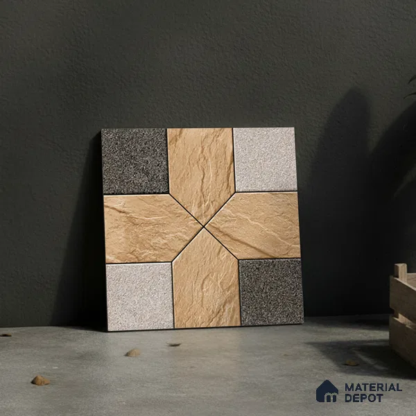 Budget Friendly Patterned Look Value for Money Parking Mistral Slate Floor Tile 16 x 16 inch | TL 08546 | Vitrified Matte Finish Tile - 12 mm | Suitable For Parking, Outdoor, Balcony & Terrace | Pattern Alignment May Vary | 2-3 mm Spacer is Mandatory