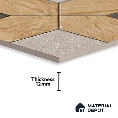 Budget Friendly Patterned Look Value for Money Parking Mistral Slate Floor Tile 16 x 16 inch | TL 08546 | Vitrified Matte Finish Tile - 12 mm | Suitable For Parking, Outdoor, Balcony & Terrace | Pattern Alignment May Vary | 2-3 mm Spacer is Mandatory