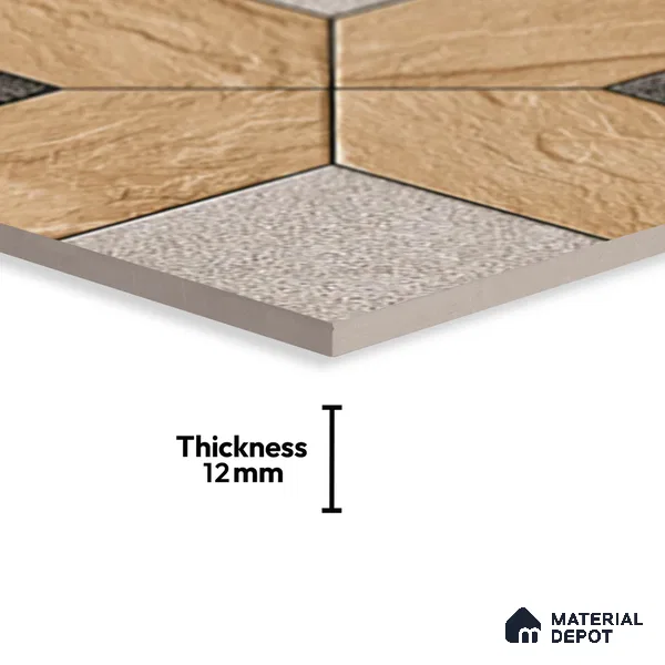 Budget Friendly Patterned Look Value for Money Parking Mistral Slate Floor Tile 16 x 16 inch | TL 08546 | Vitrified Matte Finish Tile - 12 mm | Suitable For Parking, Outdoor, Balcony & Terrace | Pattern Alignment May Vary | 2-3 mm Spacer is Mandatory