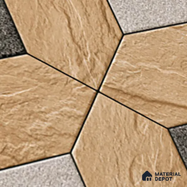 Budget Friendly Patterned Look Value for Money Parking Mistral Slate Floor Tile 16 x 16 inch | TL 08546 | Vitrified Matte Finish Tile - 12 mm | Suitable For Parking, Outdoor, Balcony & Terrace | Pattern Alignment May Vary | 2-3 mm Spacer is Mandatory