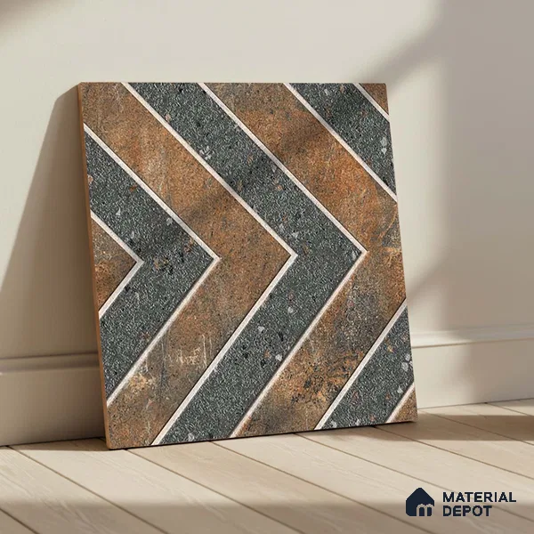 Patterned Look Parking Tile TL 08425 1.6 ft x 1.6 ft Vitrified Matte Finish - 12 mm | Pattern Alignment May Vary | 2-3 mm Spacer is Mandatory