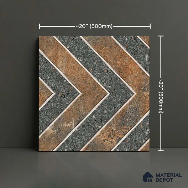 Patterned Look Parking Tile TL 08425 1.6 ft x 1.6 ft Vitrified Matte Finish - 12 mm | Pattern Alignment May Vary | 2-3 mm Spacer is Mandatory