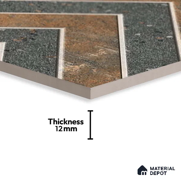 Patterned Look Parking Tile TL 08425 1.6 ft x 1.6 ft Vitrified Matte Finish - 12 mm | Pattern Alignment May Vary | 2-3 mm Spacer is Mandatory