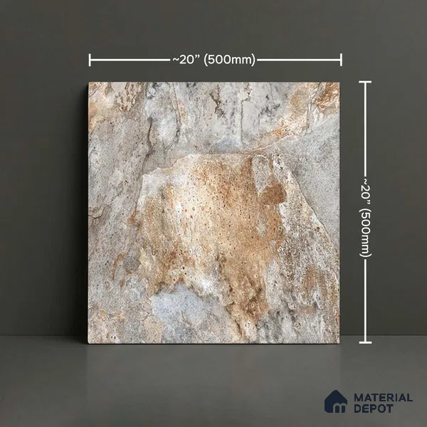 Stone Look Parking Tile TL 08427 1.6 ft x 1.6 ft Vitrified Matte Finish - 12 mm | Pattern Alignment May Vary | 2-3 mm Spacer is Mandatory