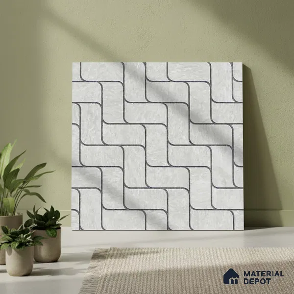 Patterned Look Parking Tile TL 08416 B 1.6 ft x 1.6 ft Vitrified Matte Finish - 12 mm | Pattern Alignment May Vary | 2-3 mm Spacer is Mandatory