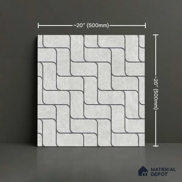 Patterned Look Parking Tile TL 08416 B 1.6 ft x 1.6 ft Vitrified Matte Finish - 12 mm | Pattern Alignment May Vary | 2-3 mm Spacer is Mandatory