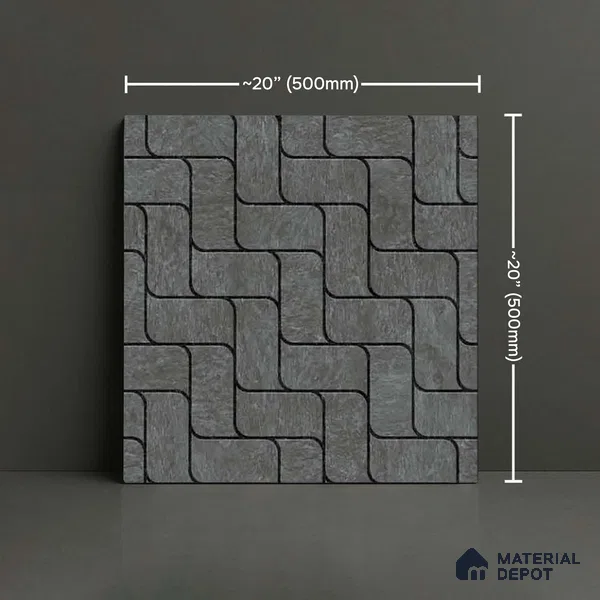 Patterned Look Parking Tile TL 08416  1.6 ft x 1.6 ft Vitrified Matte Finish - 12 mm | Pattern Alignment May Vary | 2-3 mm Spacer is Mandatory