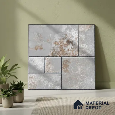 Stone Look Parking Tile TL 08422  1.6 ft x 1.6 ft Vitrified Matte Finish - 12 mm | Pattern Alignment May Vary | 2-3 mm Spacer is Mandatory