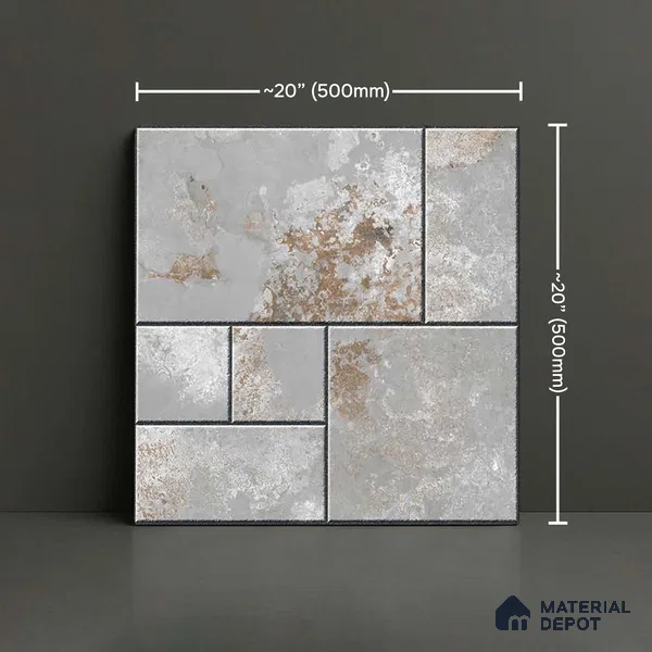 Stone Look Parking Tile TL 08422  1.6 ft x 1.6 ft Vitrified Matte Finish - 12 mm | Pattern Alignment May Vary | 2-3 mm Spacer is Mandatory