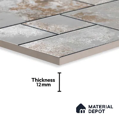Stone Look Parking Tile TL 08422  1.6 ft x 1.6 ft Vitrified Matte Finish - 12 mm | Pattern Alignment May Vary | 2-3 mm Spacer is Mandatory