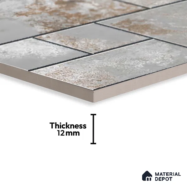 Stone Look Parking Tile TL 08422  1.6 ft x 1.6 ft Vitrified Matte Finish - 12 mm | Pattern Alignment May Vary | 2-3 mm Spacer is Mandatory
