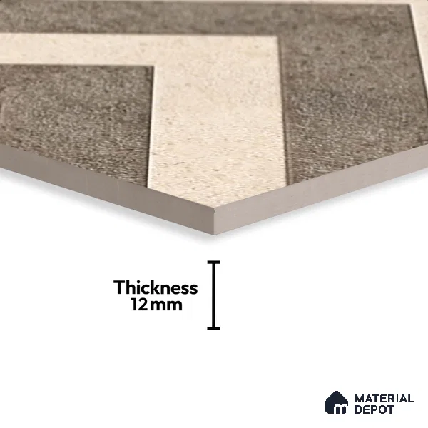 Patterned Look Parking Tile TL 08424  1.6 ft x 1.6 ft Vitrified Matte Finish - 12 mm | Pattern Alignment May Vary | 2-3 mm Spacer is Mandatory
