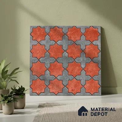 Patterned Look Parking Tile TL 08420  1.6 ft x 1.6 ft Vitrified Matte Finish - 12 mm | Pattern Alignment May Vary | 2-3 mm Spacer is Mandatory