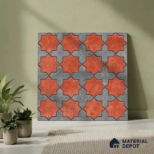 Patterned Look Parking Tile TL 08420  1.6 ft x 1.6 ft Vitrified Matte Finish - 12 mm | Pattern Alignment May Vary | 2-3 mm Spacer is Mandatory