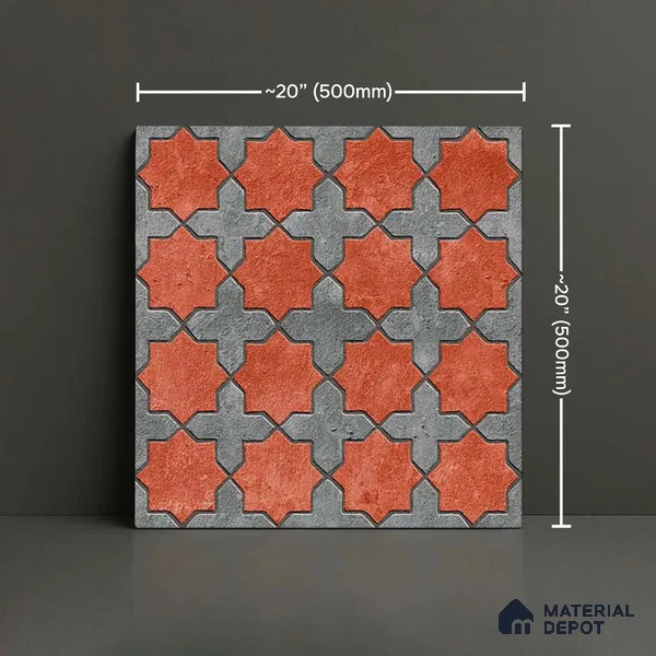 Patterned Look Parking Tile TL 08420  1.6 ft x 1.6 ft Vitrified Matte Finish - 12 mm | Pattern Alignment May Vary | 2-3 mm Spacer is Mandatory