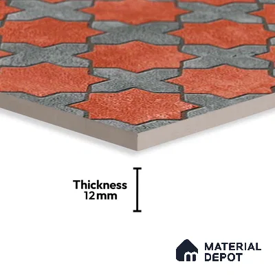 Patterned Look Parking Tile TL 08420  1.6 ft x 1.6 ft Vitrified Matte Finish - 12 mm | Pattern Alignment May Vary | 2-3 mm Spacer is Mandatory