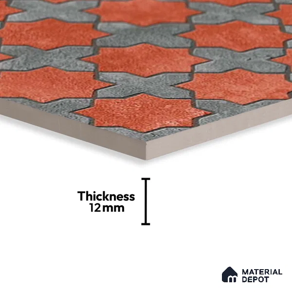 Patterned Look Parking Tile TL 08420  1.6 ft x 1.6 ft Vitrified Matte Finish - 12 mm | Pattern Alignment May Vary | 2-3 mm Spacer is Mandatory