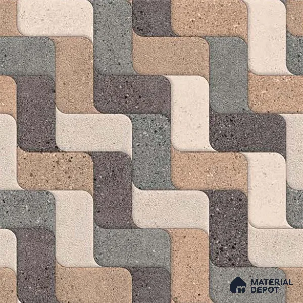Patterned Look Parking Tile TL 08417 1.6 ft x 1.6 ft Vitrified Matte Finish - 12 mm | Pattern Alignment May Vary | 2-3 mm Spacer is Mandatory