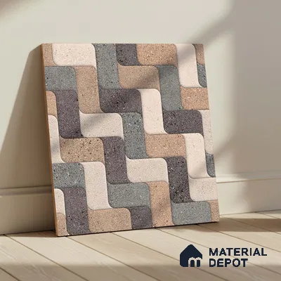 Patterned Look Parking Tile TL 08417  1.6 ft x 1.6 ft Vitrified Matte Finish - 12 mm | Pattern Alignment May Vary | 2-3 mm Spacer is Mandatory