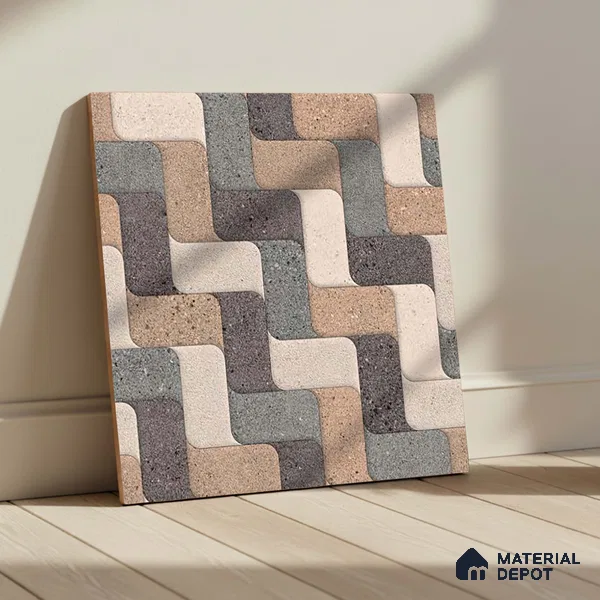 Patterned Look Parking Tile TL 08417 1.6 ft x 1.6 ft Vitrified Matte Finish - 12 mm | Pattern Alignment May Vary | 2-3 mm Spacer is Mandatory