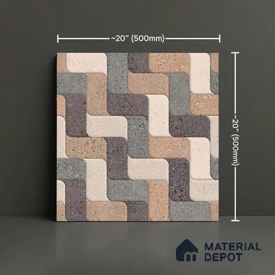Patterned Look Parking Tile TL 08417  1.6 ft x 1.6 ft Vitrified Matte Finish - 12 mm | Pattern Alignment May Vary | 2-3 mm Spacer is Mandatory