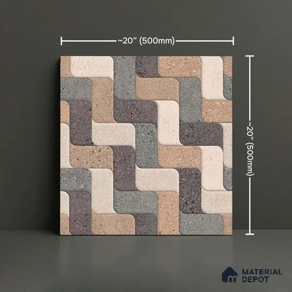 Patterned Look Parking Tile TL 08417 1.6 ft x 1.6 ft Vitrified Matte Finish - 12 mm | Pattern Alignment May Vary | 2-3 mm Spacer is Mandatory