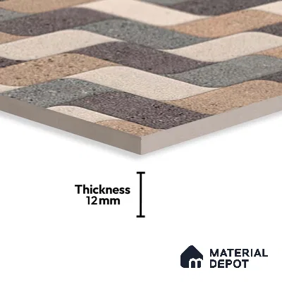 Patterned Look Parking Tile TL 08417  1.6 ft x 1.6 ft Vitrified Matte Finish - 12 mm | Pattern Alignment May Vary | 2-3 mm Spacer is Mandatory